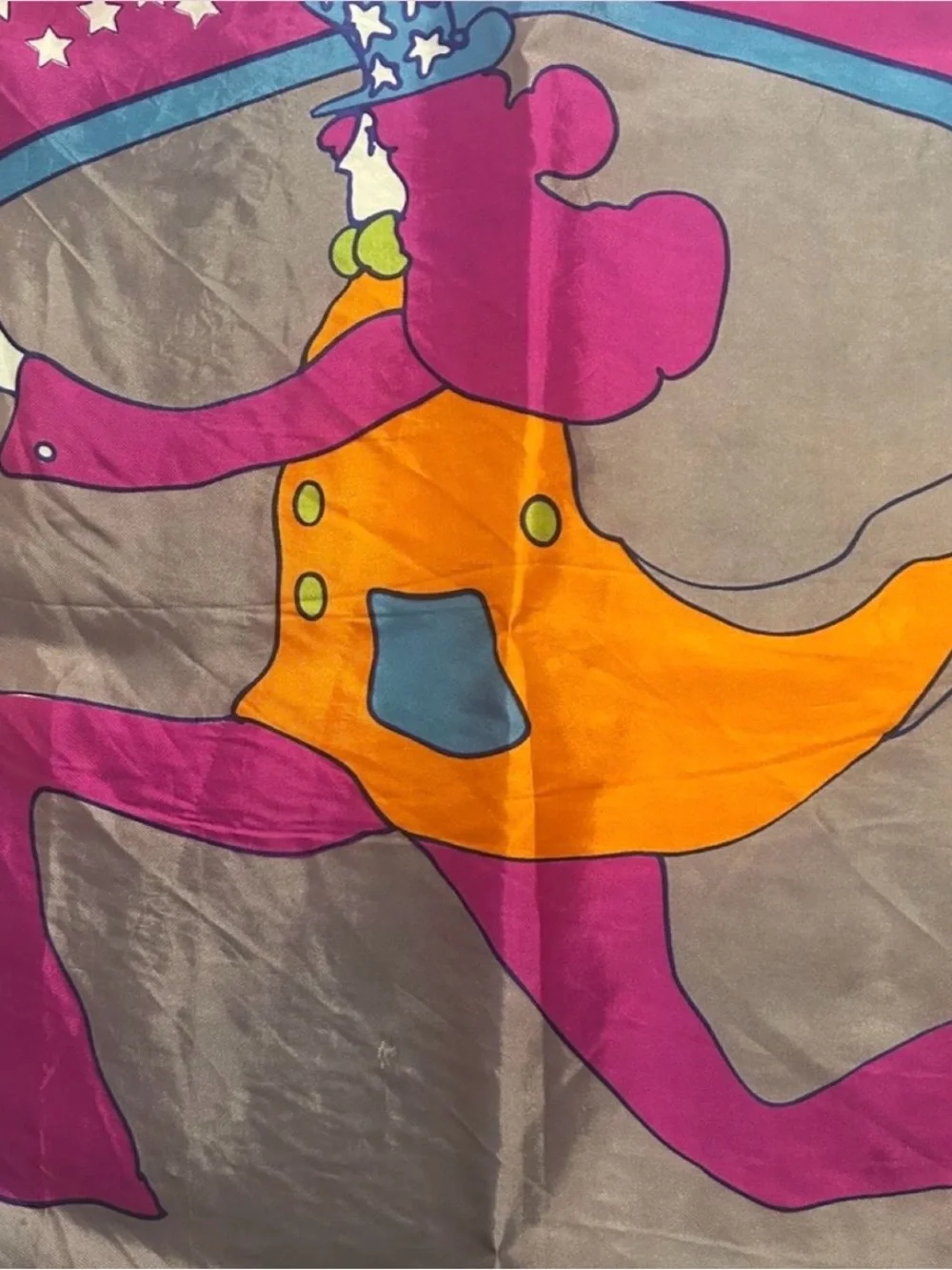 Vintage 60’s-70’s peter max Psychedelic “Cosmic Jumper” Silk Scarf - Picture 5 of 8